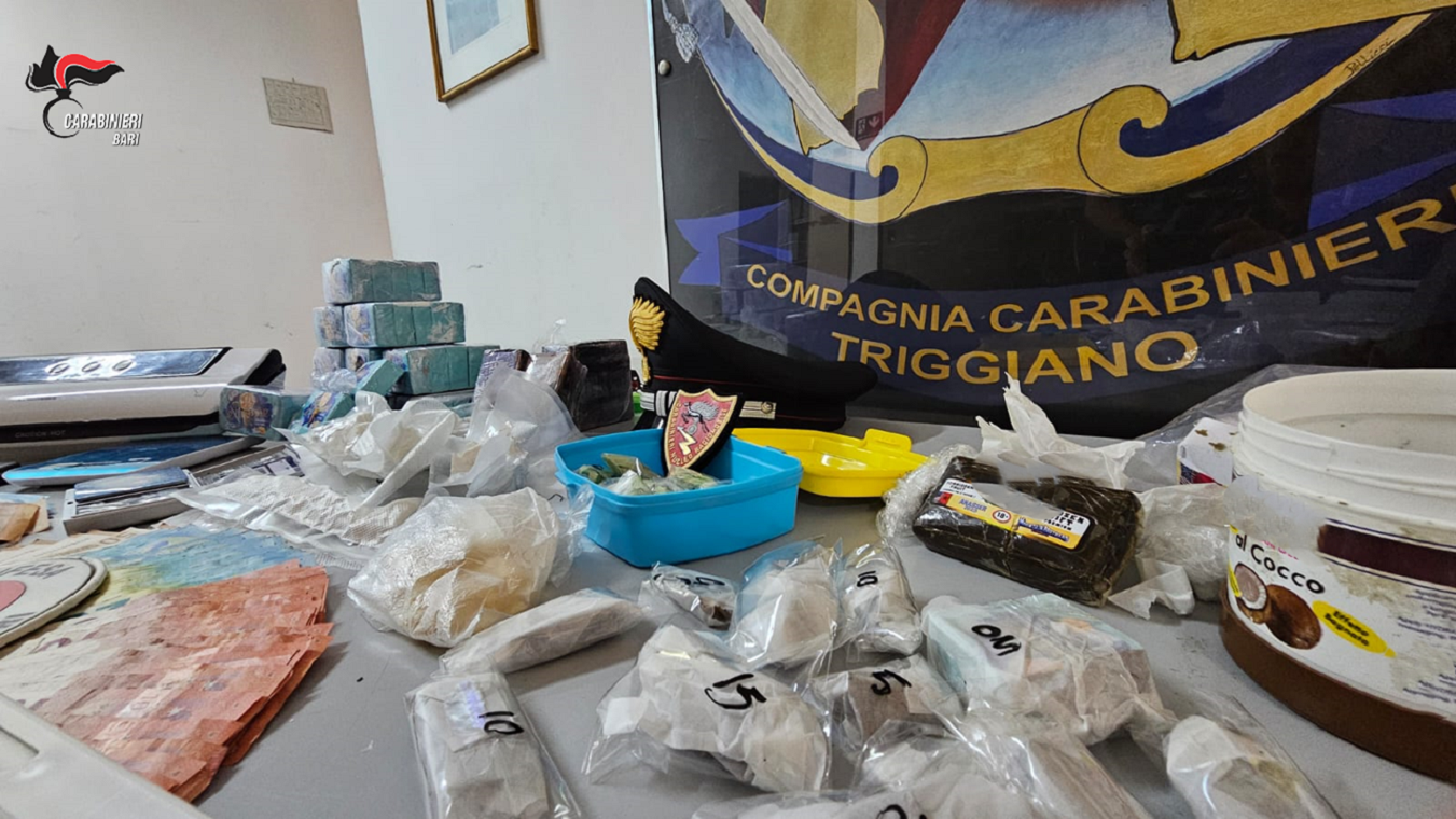 Controlli antidroga dei Carabinieri tre arresti nel barese. Uno è originario di Acquaviva delle Fonti