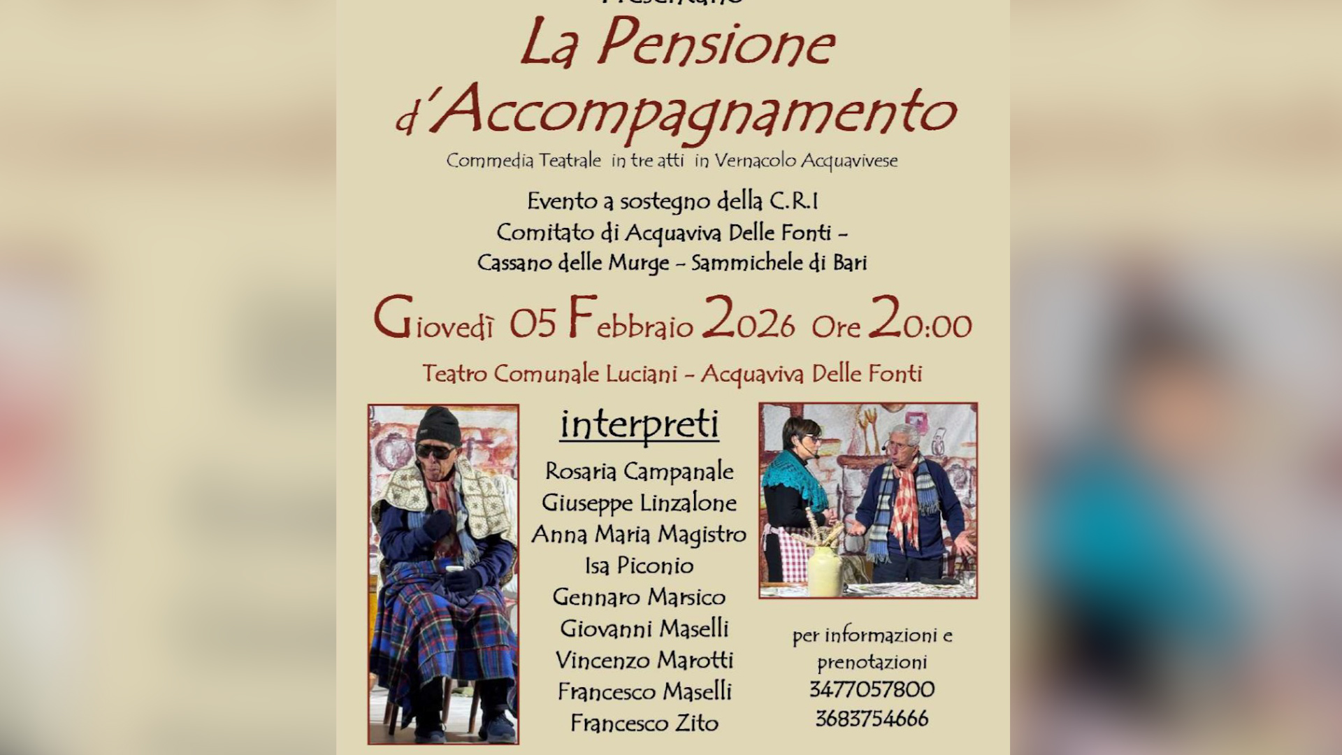 Teatro e beneficenza: ViviTeatro sostiene la Croce Rossa